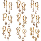 18K Plated Tassels Hoop Earrings Star Moon Animal Drop Earring For Women