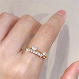 18K Plated Zircon Heart Opening Ring Set - Personalized Style Jewelry Gift