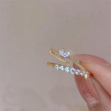 18K Plated Zircon Heart Opening Ring Set - Personalized Style Jewelry Gift