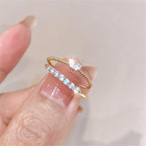 18K Plated Zircon Heart Opening Ring Set - Personalized Style Jewelry Gift