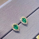 18K Plated Emerald Tourmaline Drop Earrings for Women