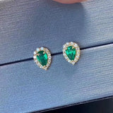 18K Plated Emerald Tourmaline Drop Earrings for Women