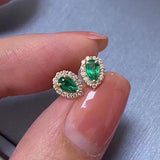 18K Plated Emerald Tourmaline Drop Earrings for Women