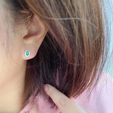 18K Plated Emerald Tourmaline Drop Earrings for Women