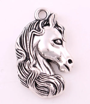 10pcs Antique Silver Plated Horse Head Animal Pendants