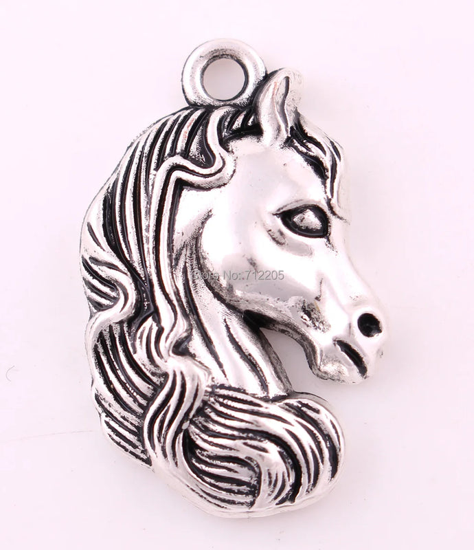 10pcs Antique Silver Plated Horse Head Animal Pendants