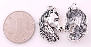 10pcs Antique Silver Plated Horse Head Animal Pendants
