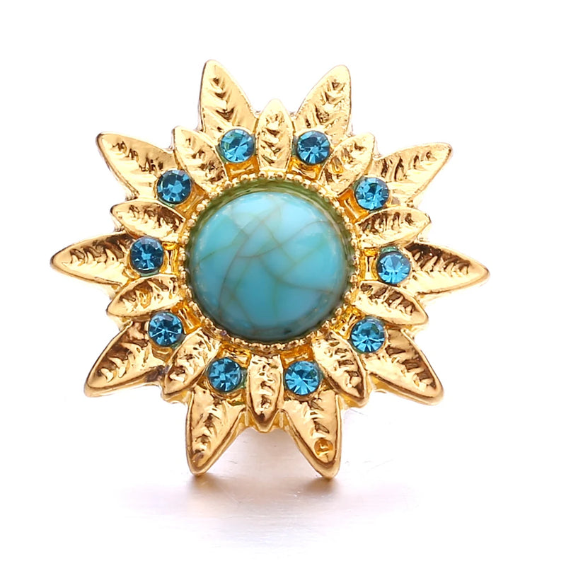 18mm Natural Stone Metal Snaps Snap Button Jewelry Set