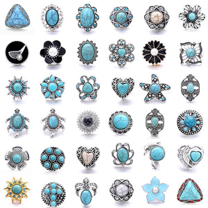 18mm Natural Stone Metal Snaps Snap Button Jewelry Set