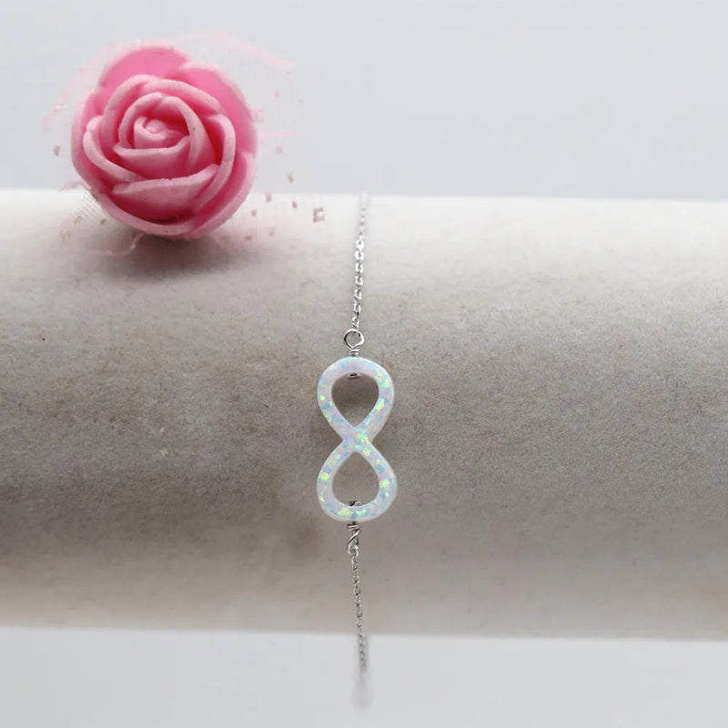 Opal Infinity Bracelet with 925 Silver O Chain