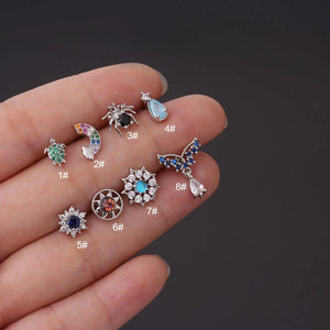 20G L Shape CZ Nose Studs Surgical Steel Nose Rings for Women