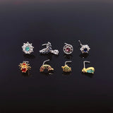 20G L Shape CZ Nose Studs Surgical Steel Nose Rings for Women