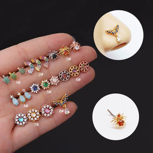 20G L Shape CZ Nose Studs Surgical Steel Nose Rings for Women
