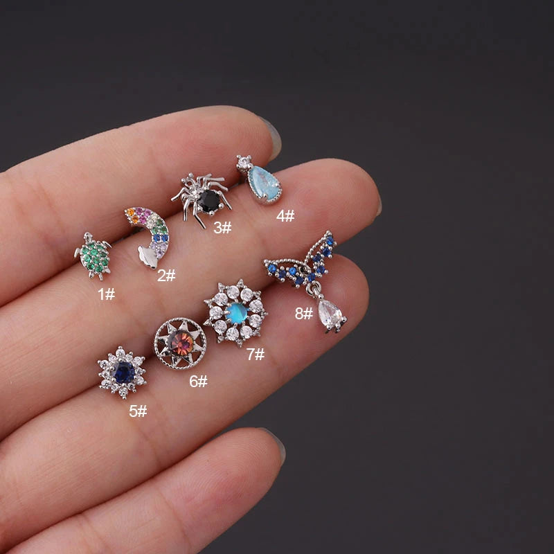 20G L Shape CZ Nose Studs Surgical Steel Nose Rings for Women