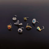 20G L Shape CZ Nose Studs Surgical Steel Nose Rings for Women