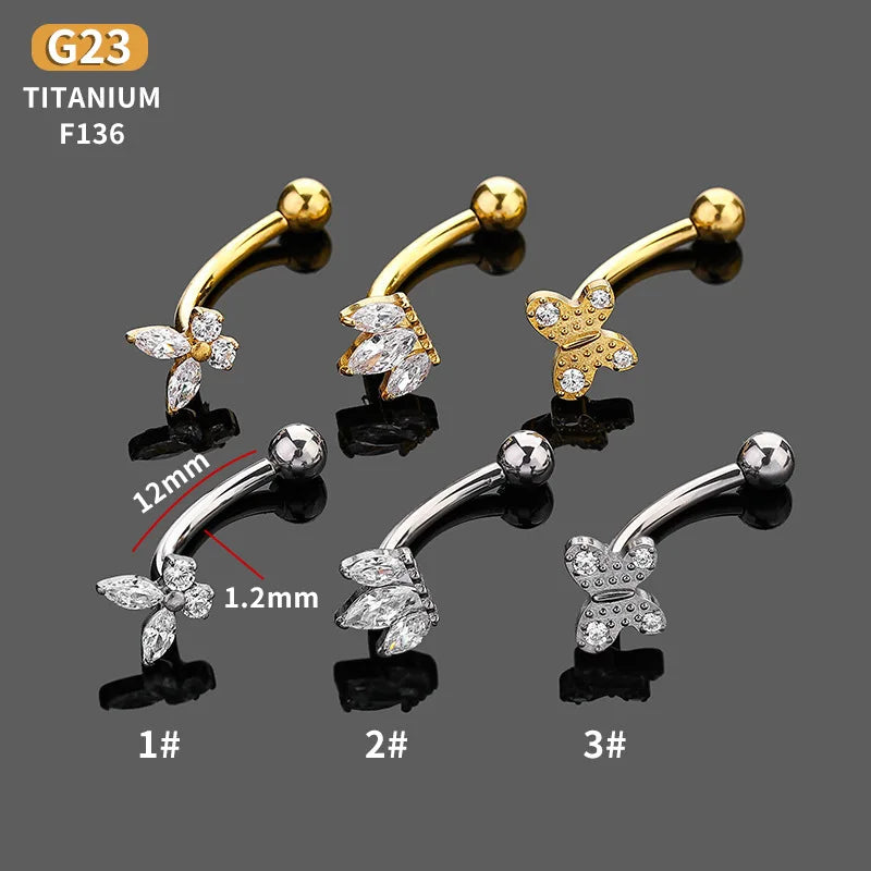Sexy Zircon Belly Button Ring G23 Titanium Navel Piercing Body Jewelry