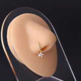 316L Heart Crown Flower CZ Nose Studs Indian Screw Nose Rings