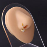 316L Heart Crown Flower CZ Nose Studs Indian Screw Nose Rings