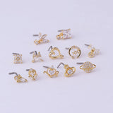20G Surgical Steel L Shape Nose Stud Cz Dangle Nose Rings Piercing Jewelry