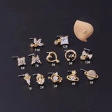 20G Surgical Steel L Shape Nose Stud Cz Dangle Nose Rings Piercing Jewelry