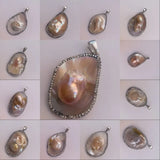 Baroque Shell Pearl Necklace with Rhinestones Pendant