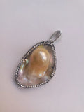 Baroque Shell Pearl Necklace with Rhinestones Pendant