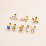 G23 Titanium 1.2*8mm Piercing Bat Snake Flat Studs Lip Stud Earring