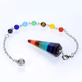 Rainbow 7 Chakra Layered Purple Crystal Dowsing Pendulum