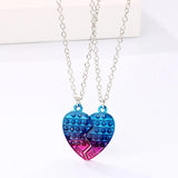 2 Pcs BFF Heart Pendant Letter Necklace Friendship Jewelry