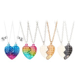 2 Pcs BFF Heart Pendant Letter Necklace Friendship Jewelry