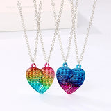 2 Pcs BFF Heart Pendant Letter Necklace Friendship Jewelry