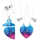 2 Pcs BFF Heart Pendant Letter Necklace Friendship Jewelry