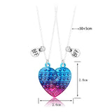 2 Pcs BFF Heart Pendant Letter Necklace Friendship Jewelry