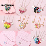 Cartoon Love Couple Pendant Necklace BFF Friendship Jewelry