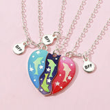 Cartoon Love Couple Pendant Necklace BFF Friendship Jewelry