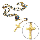 Christian Glass Beads Pendant Cross Rosary Necklace