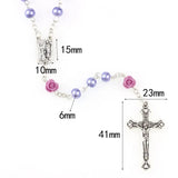 Christian Glass Beads Pendant Cross Rosary Necklace