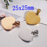 20mm 25mm Heart Stamping Blanks Tags Stainless Steel DIY Charm Finding