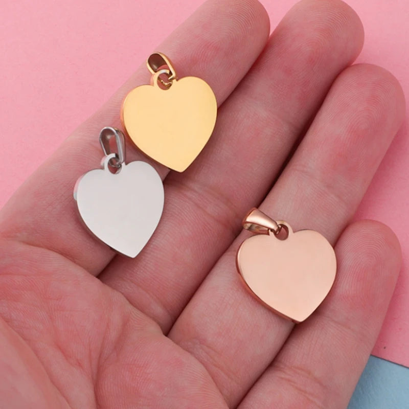 20mm 25mm Heart Stamping Blanks Tags Stainless Steel DIY Charm Finding