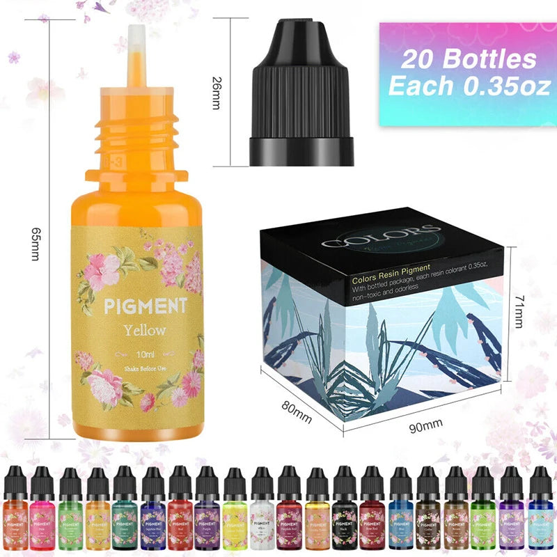 Alcohol Ink Diffusion Resin Pigment Kit for DIY Art, 20 Colors