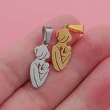 Mother Baby Kid Charm Pendant Necklace Keychain Stainless Steel Jewelry