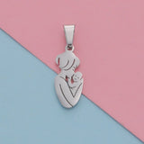 Mother Baby Kid Charm Pendant Necklace Keychain Stainless Steel Jewelry