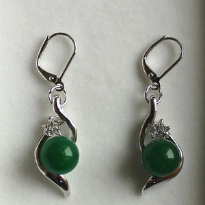 Noble 10mm Green Jade Bread Earrings