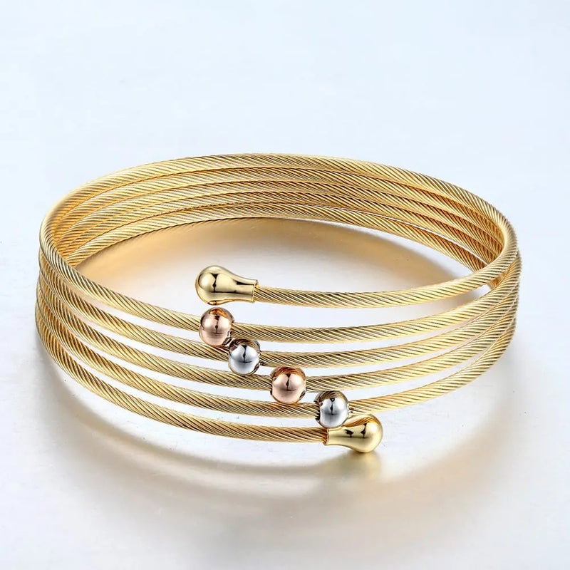 Color Twist Wire Mesh Hand Bangle Multilayer Charm Bracelet