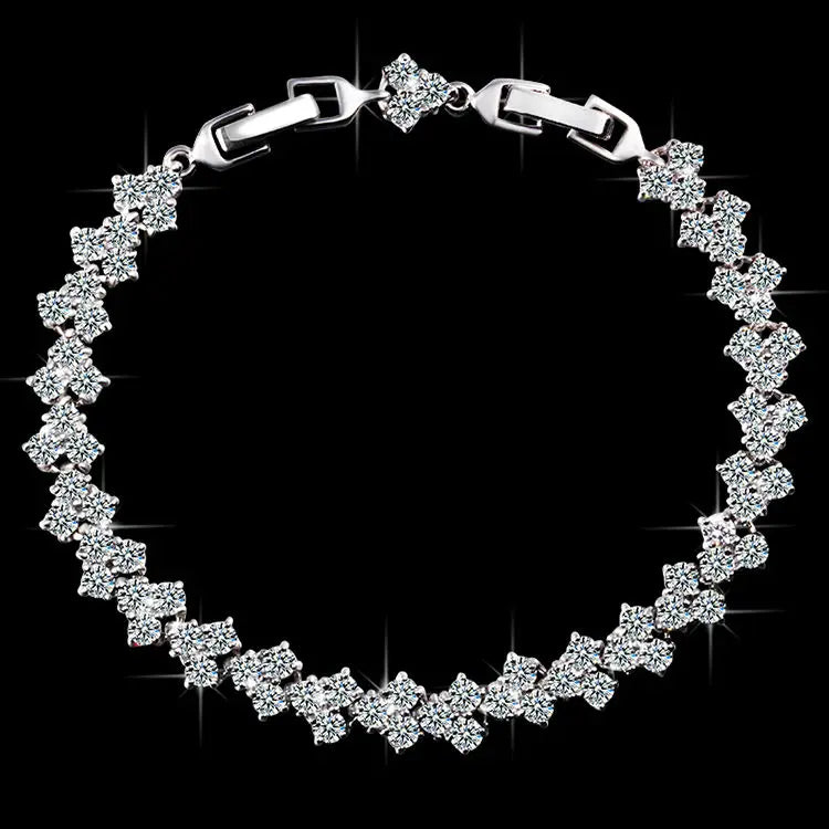 Gold-Color Bracelet with Crystal Zircons, 5BRW-32