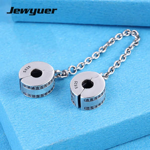 925 Sterling Silver Spring Insignia Safety Chain Charm for DIY Bracelet Making