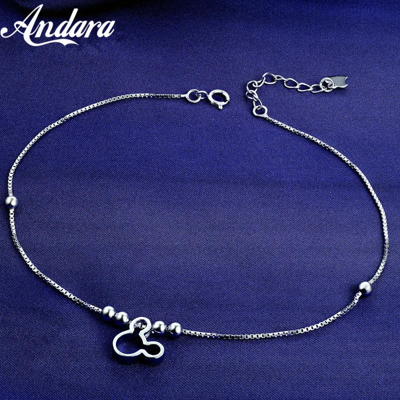 925 Silver Anklet Woman Miki Pendant Silver Anklet Summer Style