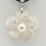 Sea Shell Tibetan Silver Necklace with Flower Pendant