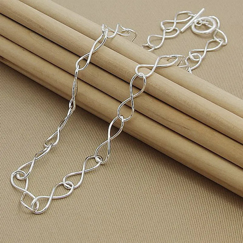 Silver 925 Twisted Heart Chain Necklaces Jewelry