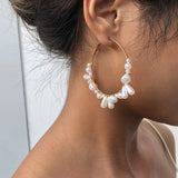 Wedding Pearl Beads Hoop Earrings